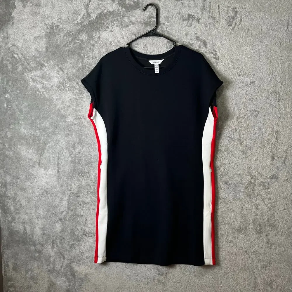Spanx Airessentials Colorblock Mini T-shirt Dress Meduim Black Soft Comfortable